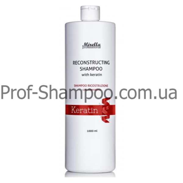 Шампунь для реконструкции волос с кератином Mirella Professional Mirella Professional Keratin Шампунь 1000 мл з кератином для відновлення волосся