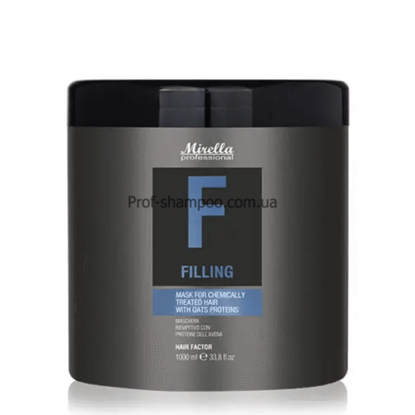 Mirella Professional F Filling маска Mirella Filling Mask 1000 мл маска з протеїнами вівса для хімічно обробленого та пошкодженого волосся