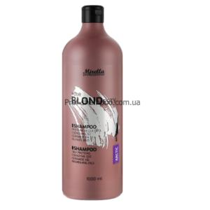 шампунь Mirella Blond Arctic для светлых и поврежденных волос Антижелтая ARCTIC 1000 мл Mirella Blond Arctic Shampoo з Q10 і керамідами 1000 мл — шампунь для світлого та сивого волосся